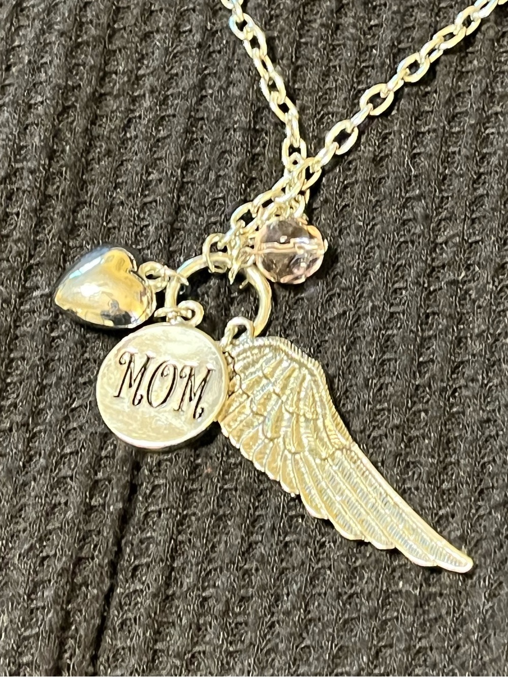 Cookie Lee MOM + Charms Silver Tone Necklace